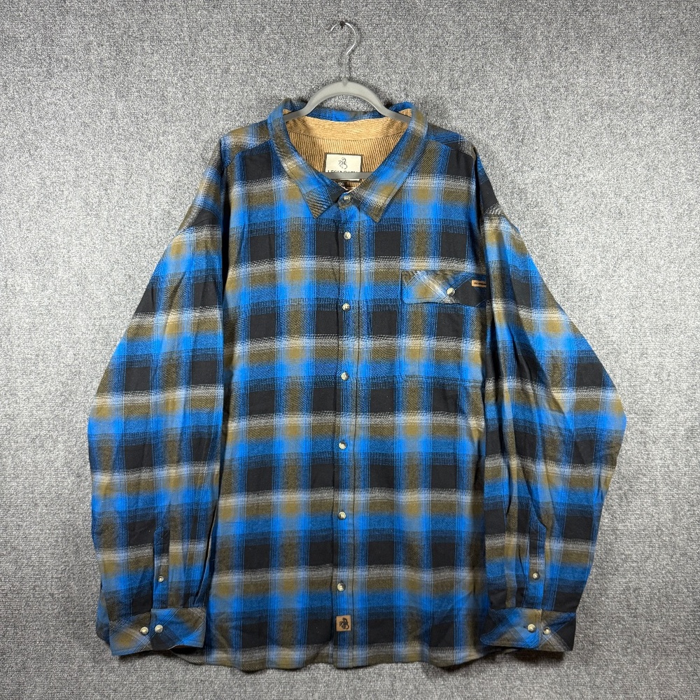 Legendary Whitetails Flannel Plaid Long Sleeve Shirt Blue Mens Size 5XL #1363